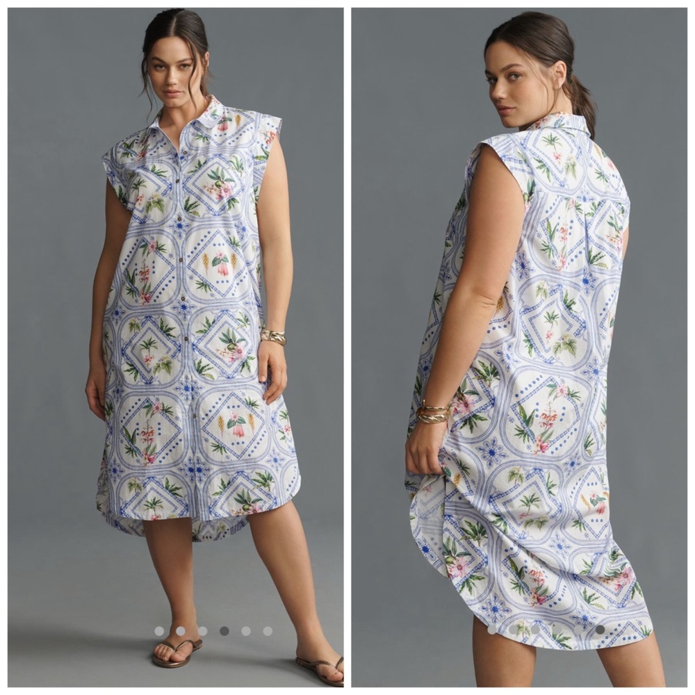 Anthropologie Maeve The Lillian Button Front Midi Dress Sundress Floral XL